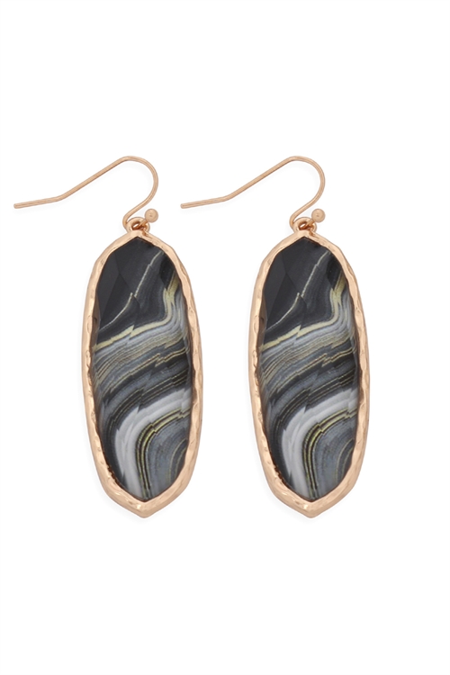 Oval Black Drop Earrings